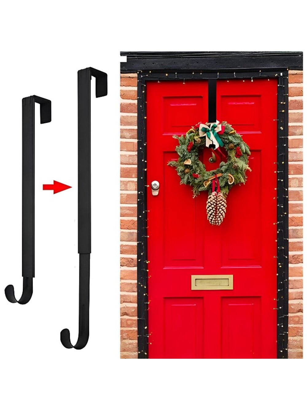 Adjustable Wreath Hanger from 15 to 25 Inches Wreath Hangers, 20 lbs (Black)